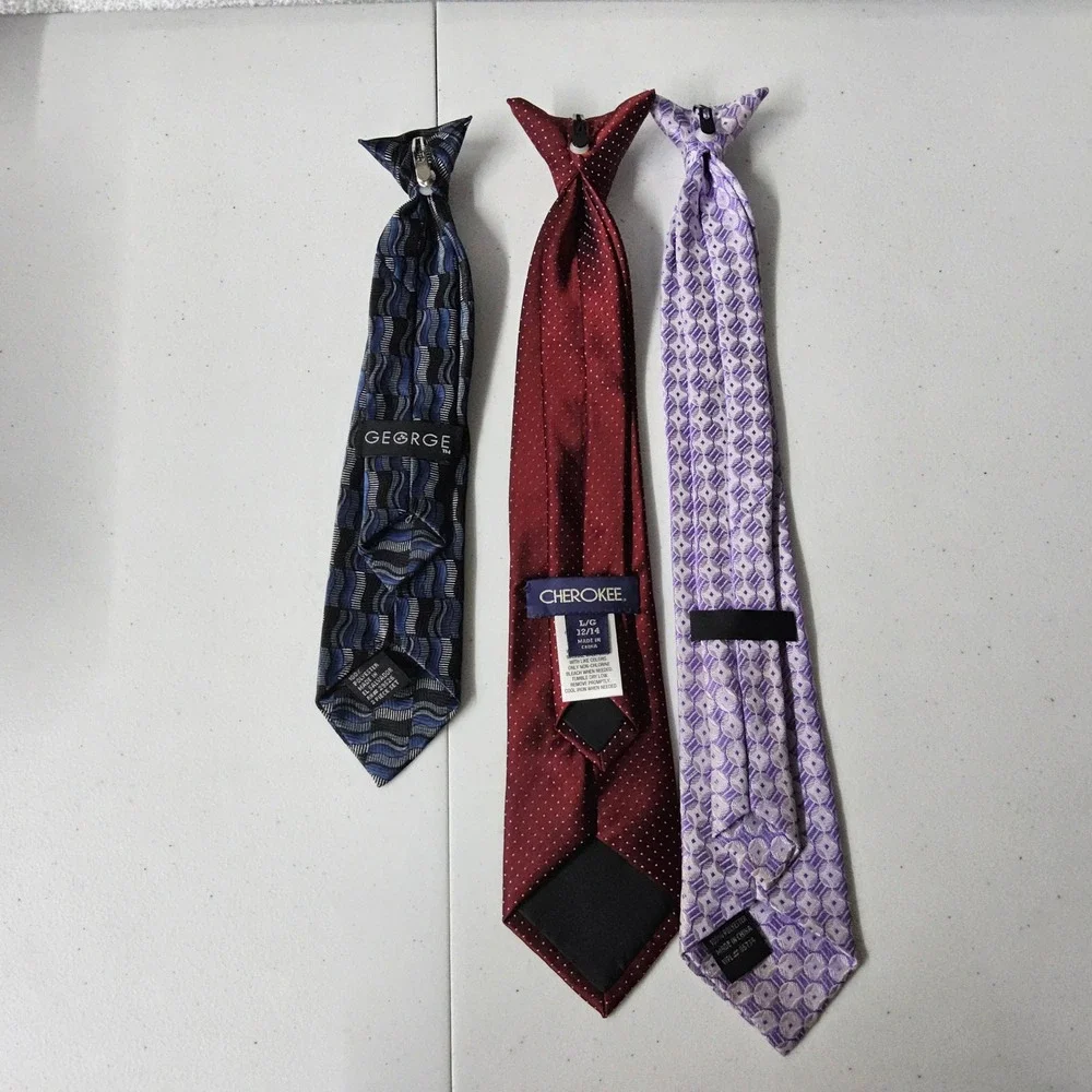 George Cherokee‎ Clip On Ties Lot 3 Kids Boys Neckties Patterned Formal
